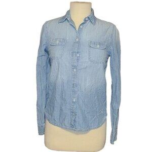 American Eagle XS Chambry Denim Button Down Top
